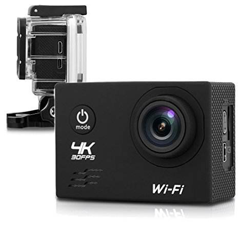 Excelvan V60 4K 30FPS 16MP 2.0 Inch H.264 30M/98FT WIFI Waterproof 170° Wide Angle Full HD Action Camera (Black)