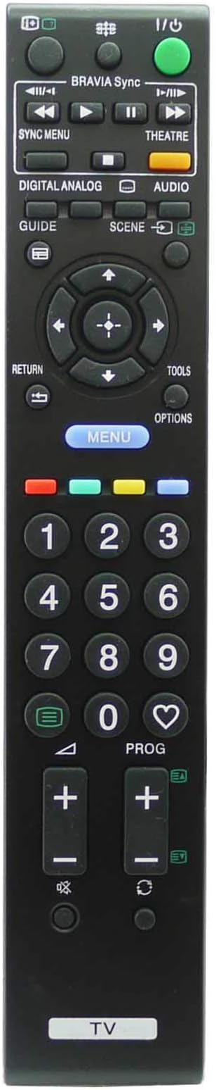 121AV - Replacement remote control for Sony RM-ED011, RM-ED011W, television TV remote control, Black