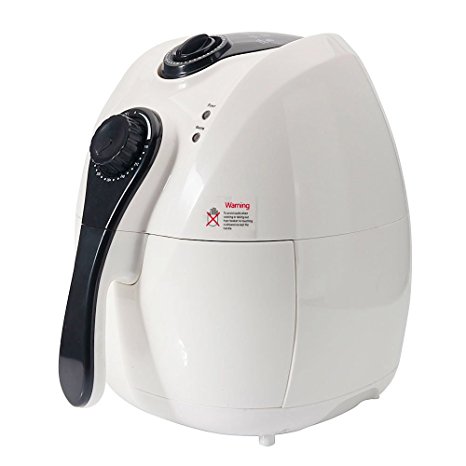 Mefeir Healthy Electric Air Fryer 4.4Quart 1500W Quick Cooking/Power Saving/Easy Cleaning, Automatic Air Frying Machine with Metal Holder and Cooking Tongs (White)