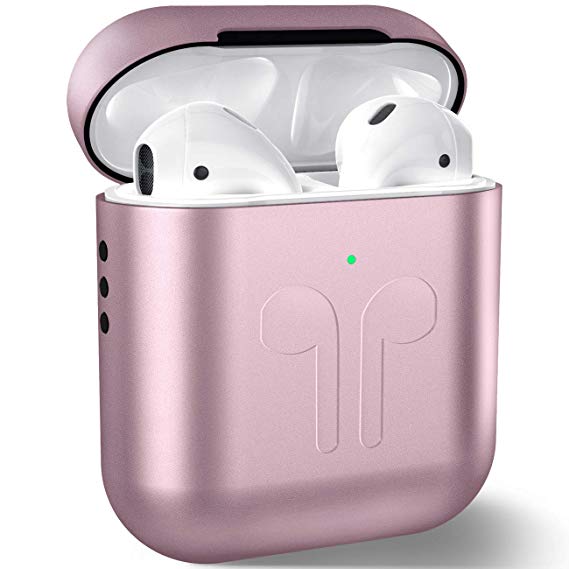 Metal AirPods Case, Full Protective Cover Accessories Compatible with Airpods Wireless Charging Case-Rose Gold