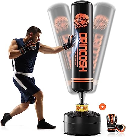 DRINCOSH Punching Bag with Stand Adult-70 Free Standing Boxing Bag with Suction Cup Base for Adult Teens, Heavy Bag with Boxing Gloves for MMA Muay Thai Fitness