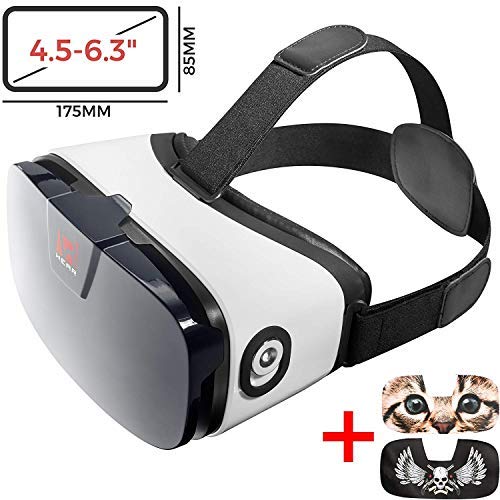 VR Headset - Virtual Reality Goggles by VR WEAR 3D VR Glasses for iPhone 6/7/8/Plus/X & S6/S7/S8/S9/Plus/Note and Other Android Smartphones with 4.5-6.5" Screens   2 Stickers