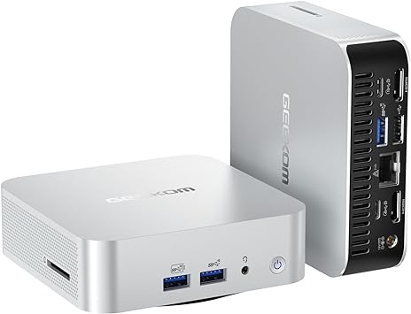 GEEKOM A7 Mini PC, AMD Ryzen 9 7940HS (8C/16T, 4.0GHz~5.2GHz), 32GB DDR5 RAM 2TB PCIe4.0 SSD, Radeon 780M Graphics Quad Display, USB4(8K)/HDMI/Wi-Fi 6E/2.5G RJ45/BT5.2 Windows 11 Mini Gaming PC