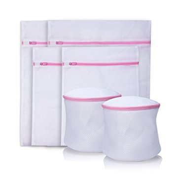 [6 Pack] Emoh Wash Bag for Hosiery, Intimates, Socks, Delicates, Underwear, Bra and Lingerie - 2 Bra Bag and 4 Mesh Laundry Bag