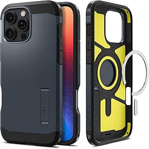 Spigen Tough Armor (Ai) MagFit Designed for iPhone 16 Pro Case [Kickstand] [Military-Grade Protection] Compatible with MagSafe - Metal Slate