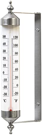Bjerg Instruments Satin Nickel Finish Adjustable Angle 10 Inch Garden Thermometer