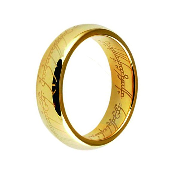 Three Keys Jewelry Lord Of The Rings Style Tungsten Carbide Gold Ring Lord Laser Etched Band Ring Size 7-13