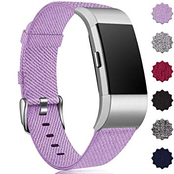 Maledan Compatible with Fitbit Charge 2 Bands for Women Men, Breathable Woven Fabric Replacement Accessory Strap Compatible with Fitbit Charge 2 and Charge 2 SE Fitness Activity Tracker, Large Small