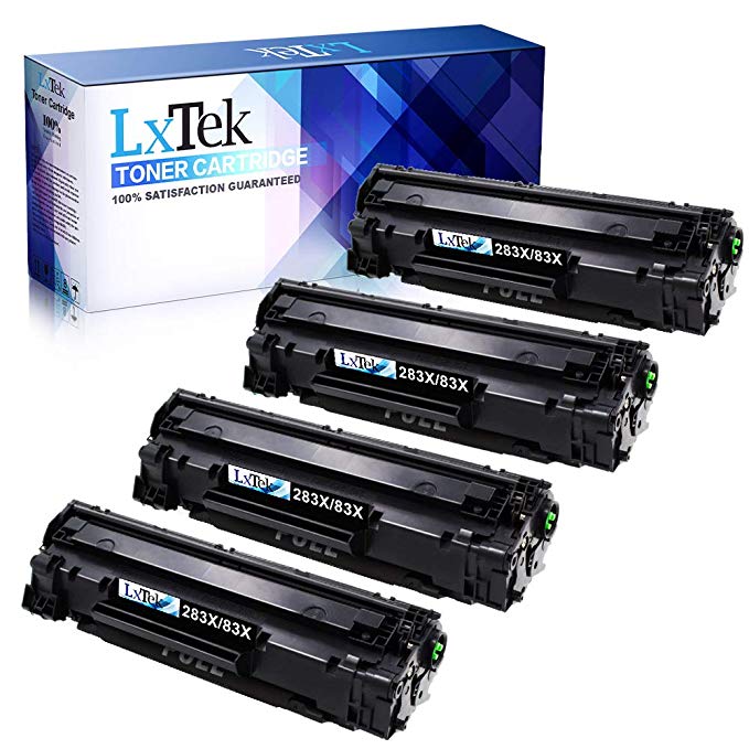 LxTeK Compatible 83X CF283X Black Toner Cartridge Replacement for HP 83X CF283X High Yield Toner Cartridge for HP Laserjet Pro M225dw HP Laserjet Pro M201dw M225dn M201 Laser Printers (Black, 4-Pack)