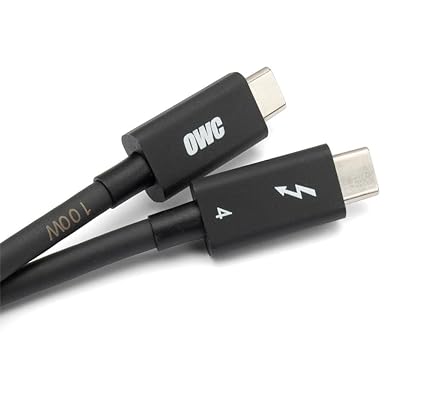 OWC Thunderbolt 4 Cable, Thunderbolt Certified, 1.0 Meter (3.28 ft.), 40 Gb/s Data Transfer, 100W Power Charging, Compatible with Thunderbolt 4, Thunderbolt 3, USB-C, and USB4 Devices, Black