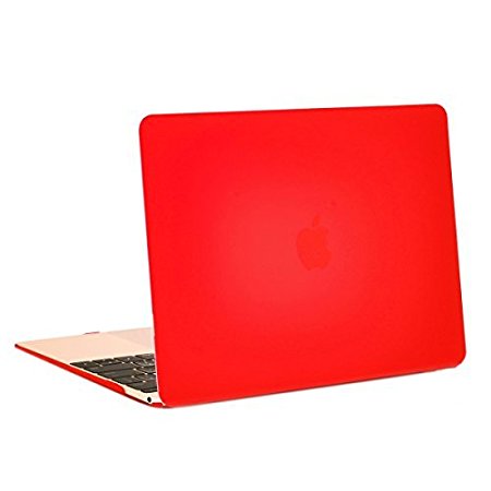 Unik Case-Retina 12 Inch Frosted Coating Rubberized Hard Case for Macbook 12" with Retina Display A1534 Shell Cover(2015 Newest Version)-Red
