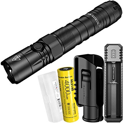 NITECORE NEW P12 1200 Lumen Tactical Flashlight with Rechargeable Battery, NTH10 Holster, UI1 Battery Charger, and LumenTac Battery Organizer
