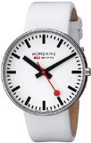 Mondaine Mens A6603032811SBA Giant White Leather Band Watch