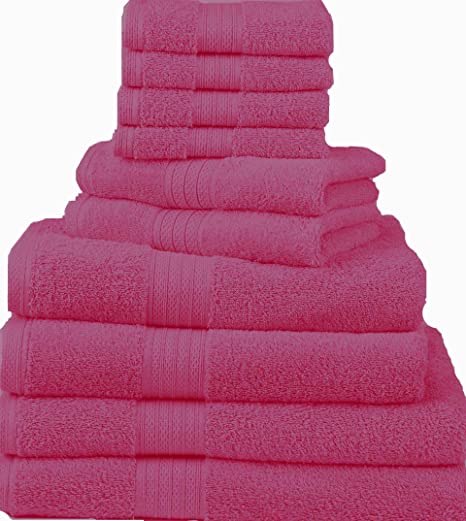 Divatex Home Fashions 12-Piece Complete Towel Sets, Hot Pink