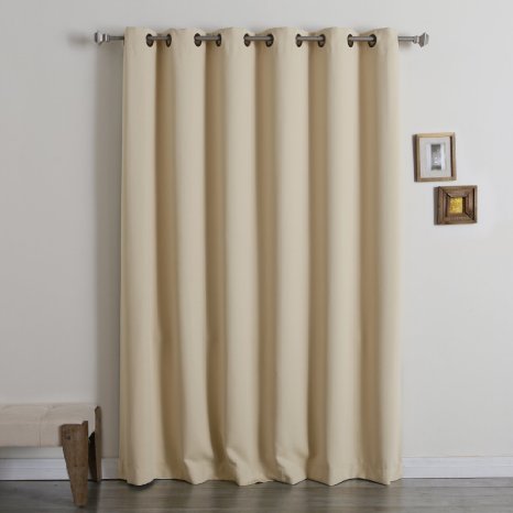 Best Home Fashion Wide Width Thermal Insulated Blackout Curtain - Antique Bronze Grommet Top - Beige - 80"W x 84"L - (1 Panel)