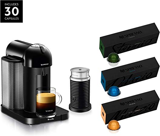 Nespresso Vertuo Coffee and Espresso Maker by Breville with Aeroccino and BEST SELLING COFFEES INCLUDED
