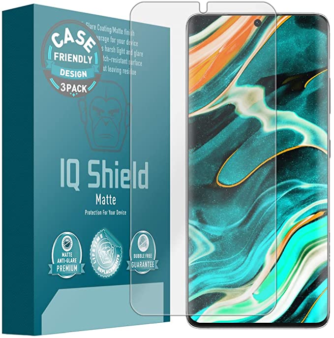 IQ Shield Matte Screen Protector Compatible with Samsung Galaxy S21 Ultra (6.8 inch)(Case Friendly)(3-Pack)[Works with Fingerprint Scanner] Anti-Glare Matte Film