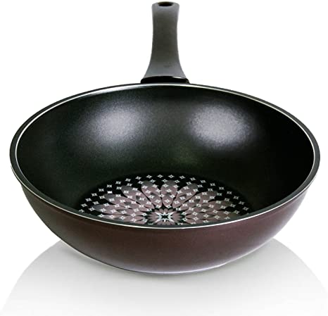 TECHEF - Blooming Flower Collection, 12" Wok/Stir-Fry Pan, Coated 6 times with New Teflon Platinum Non-Stick Coating (PFOA Free) / Induction Ready/Made in Korea (12-inch)