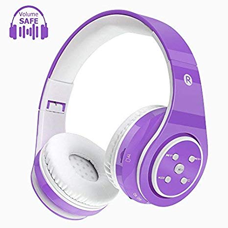Kids Bluetooth Headphones Wireless/Wired Safe Volume Limited Headphones,Long Playing Time 7-9h,SD Card Slot,Stereo Sound,Hands Free Caall,Compatiable for Ipad Cellphone Pc Tablet(Purple)