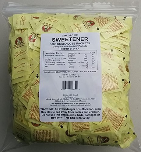 Bulk No Calorie Sweetener - 1000 Yellow Packets (Generic Splenda