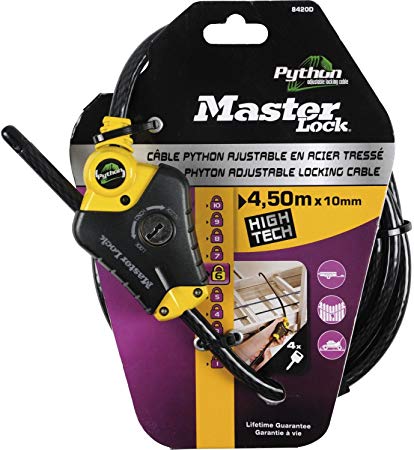 Master Lock 8420EURD Python Adjustable Steel Cable Lock, Black, 50 m x 10 mm