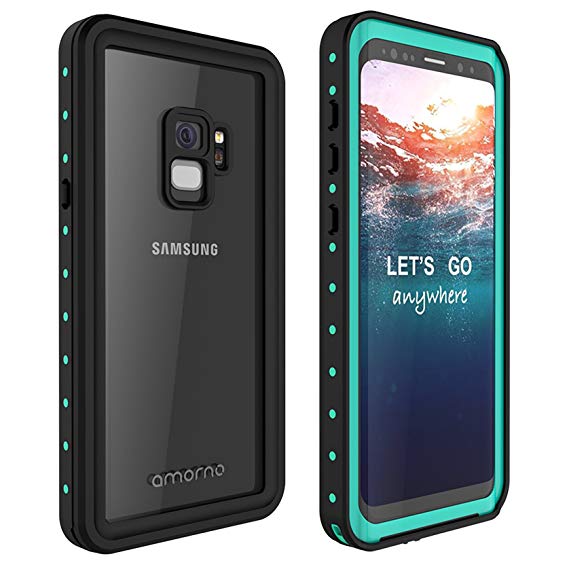 Galaxy S9 Waterproof Case, AMORNO Waterproof Shockproof Dustproof Dirtproof Full Body Case Built in Screen Protector with Touch ID for Samsung Galaxy S9