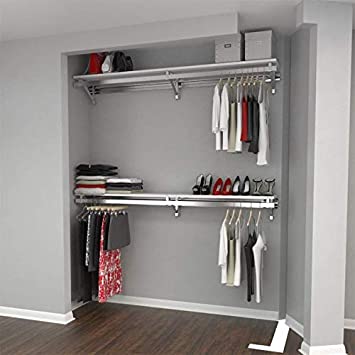 Arrange A Space RCMBX Premium 76" Top and Bottom Shelf/Hang Rod Kits White Closet System
