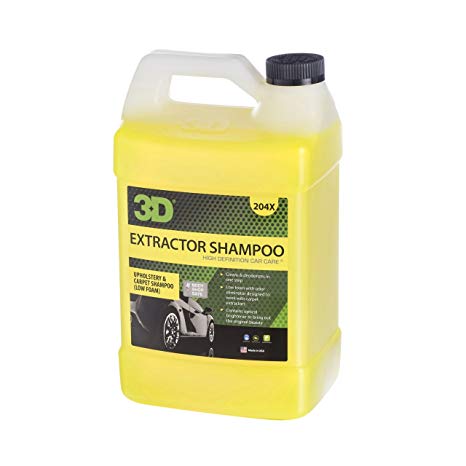 3D Extractor Shampoo Upholstery Cleaner - 1 Gallon | No Residue Low Foam Carpet Degreaser & Stain Remover | Cleans & Deodorizes | Odor Eliminator | Made in USA | All Natural | No Harmful Chemicals