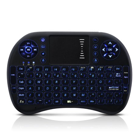 Seneo 2.4Ghz Mini Touchpad Keyboard with USB Interface Adapter, Backlit LED for Windows，Linux，Android，Xbox360/ps3，Mac OS