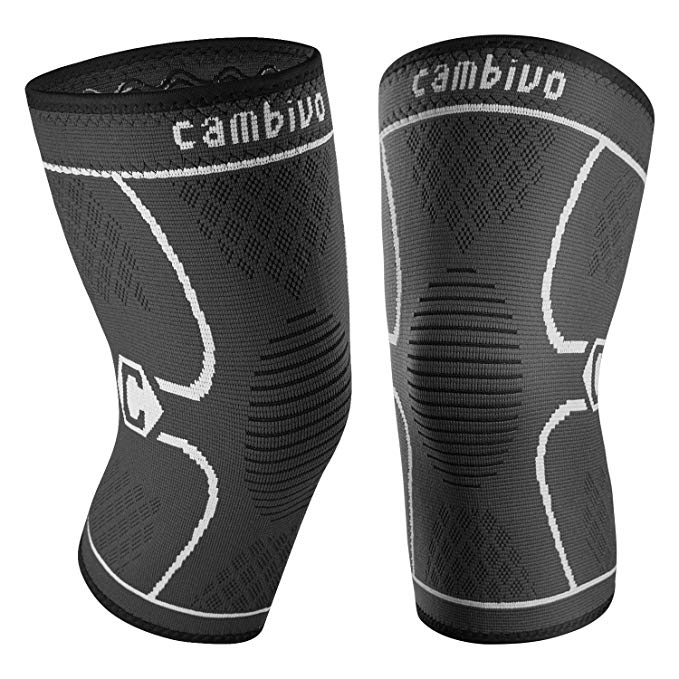 CAMBIVO 1 Pair Knee Support, Knee Brace Compression Sleeves for Running, Meniscus Tear, Arthritis, ACL,Joint Pain Relief and Ligament Injury Recovery, Skiing, Sports Weight Lifting - Men & Women
