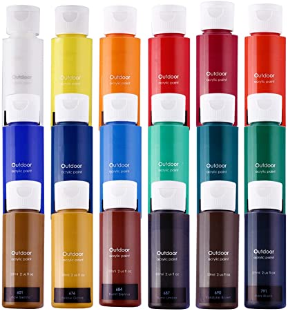 Acrylic Paint Set of 18 Colors Large 59ml (2 us fl oz) for Canvas, Wood, Ceramic, Rock Painting, Rich Pigments Non-Toxic Paints for Kids, Students, Beginners, Adults, Artist, Painter