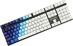 YMDK Double Shot 108 Dyed PBT Shine Through OEM Profile Keycap Rainbow Carbon Sunset Backlit Keycaps for MX Switches Mechanical Keyboard（Only Keycap） (Blue White Gradient)