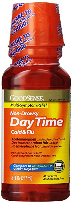 GoodSense Daytime Cold and Flu Multi-Symptom Relief, 8 Fluid Ounce