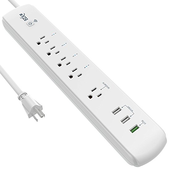 KMC 5-Outlet Wi-Fi Surge Protector power strip, Smart Plug with 6-Foot, Quick Charge 3.0 (Quick Charge 2.0), Remote Control, Save Energy, Smart Switch Timer, Works with Amazon Alexa/Google Home …