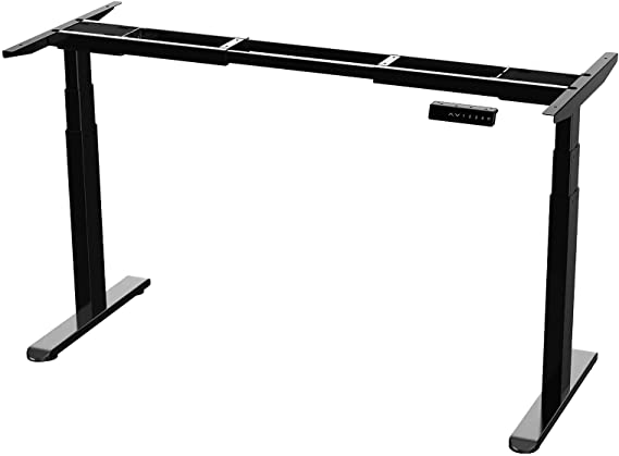 AIMEZO Electric Stand Up Desk Frame/Anti-Collision/Dual Motor 3 Tiers Legs Height Adjustable Standing Desk Base Home Office DIY Ergonomic Workstation (Black)
