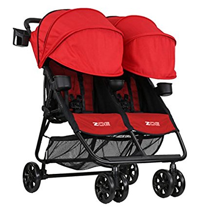 ZOE XL2 BEST v2 Lightweight Double Travel & Everyday Umbrella Twin Stroller System (Red)