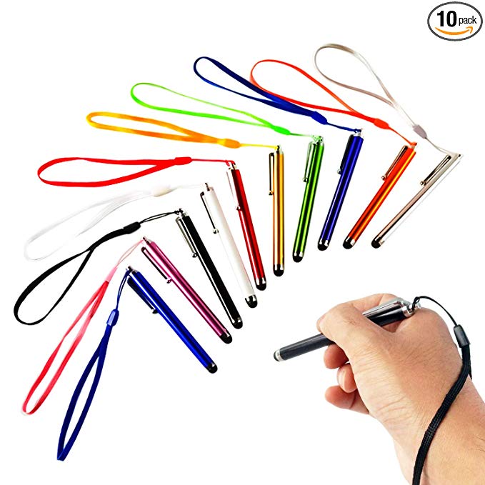 WAHAH Stylus 10-Pack 10 Color Touch Screen Stylus Pen High Sensitive with Lanyard for Touch Screens.Stylus for Tabet Ipad iPhone Samsung.