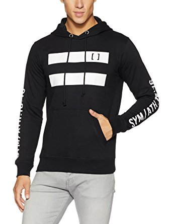 Symbol Men's Printed Hoodie Sweatshirt (AW17-SW-RN-34_L_Jet Black)