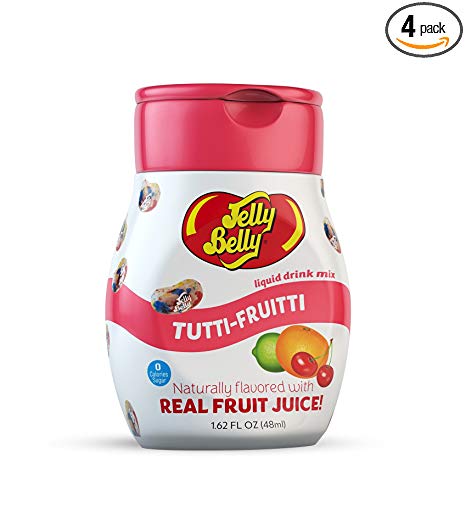 Jelly Belly - Water Enhancer, Tuitti Fruitti (4 bottles, Makes 96 Flavored Water drinks) - Sugar Free, Zero Calorie, Naturally Flavored Liquid Drink Mix - Made with Real Fruit Juice