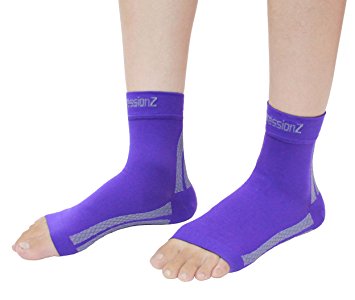 Foot Sleeves (1 Pair) Best Plantar Fasciitis Compression Sock for Men & Women - Heel Arch Support/ Ankle Sock , Great for Hiking , Better feel than Copper Fit