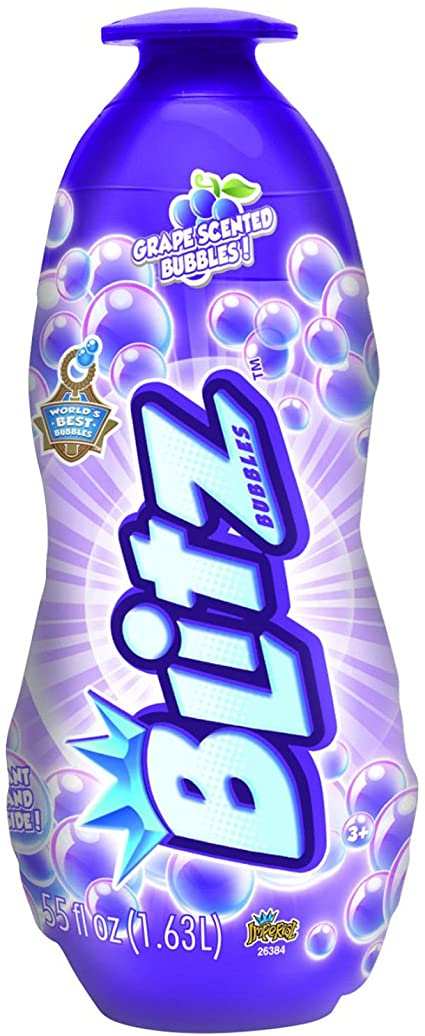 Bubble Blitz 55 fl oz Bottle of Grape Scented Bubbles, Bonus Giant Wand Inside Bottle