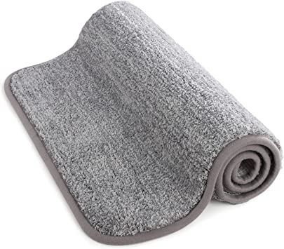 Lifewit Tapis de Sol d'intérieur Tapis de Sol d'eau à Profil Bas Super absorbants Tapis d'entrée en Caoutchouc antidérapant Lavable en Machine pour Tapis d'intérieur (Gris, 80*50cm)