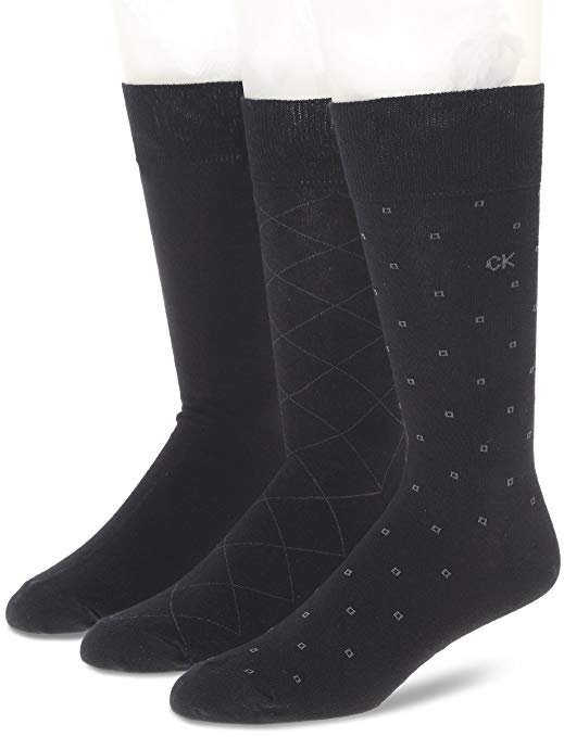 Calvin Klein Men's 3 Pack Fashion Geometric Socks