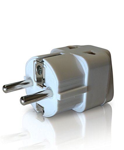 2 in 1 Europe Travel Adapter For European Outlets - Type C, Type E, Type F - Europe Plug Adapter Works In France, Spain, Germany, Netherlands, Belgium, Poland, Russia