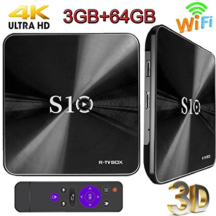 3G 64G S10 Smart 4K TV Box Android 7.1 Auto Upgrade OS Amlogic 912 Octa Cora 3GB DDR4 RAM 64GB ROM Wifi Set Top Boxes Support 3D HD TV Bluetooth 4.1