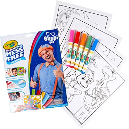 Crayola Color Wonder Blippi, Mess Free Coloring Pages & Markers, Gift for Kids, Age 3, 4, 5, 6