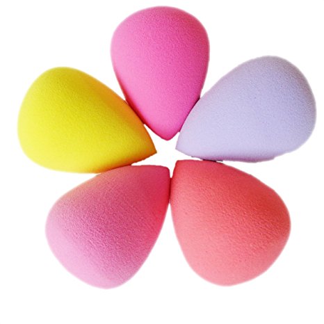 SODIAL(R) 5Pcs Pro Beauty Makeup Sponge Blender Flawless Smooth Shaped Water Droplets Puff (Random Color)