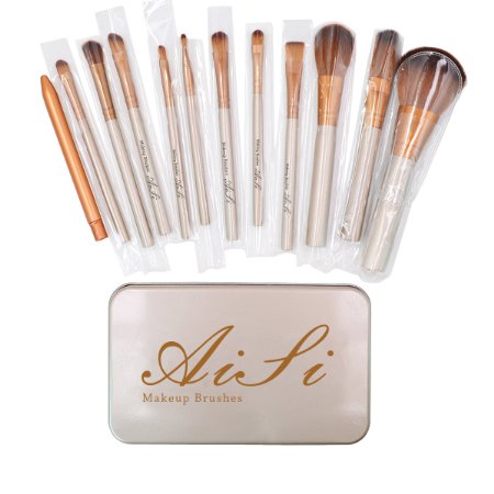 Aisa® Professional Makeup Brushes Set 12 Pcs Kabuki Brushes Face Brushes Eye Cosmetic Brushes Kit