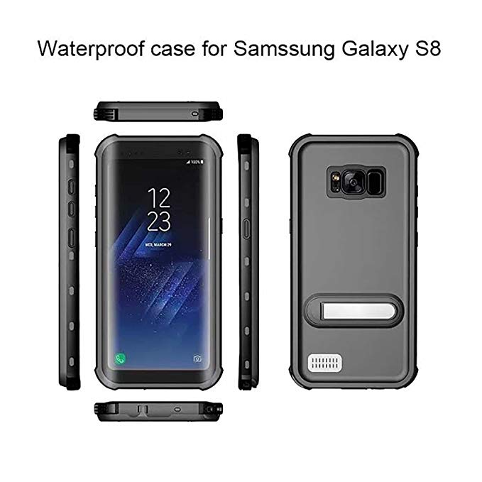 Waterproof Case for Samsung GALAXY S8,By Redpepper IP68 Certified,Underwater Clear Full Body with Built-in Screen Protector Shock/Snow/Dirt proof Extreme Durable Cover (Black)