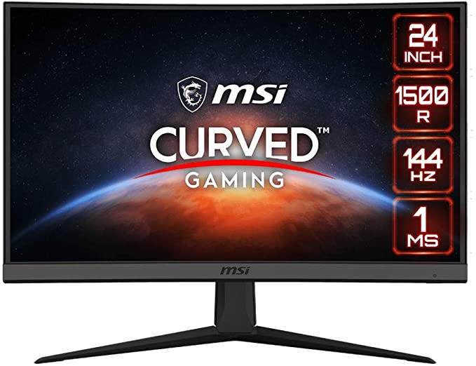 MSI Optix G24C6 Curved Gaming Monitor - 23.6 Inch, 16:9 Full HD (1920 x 1080), VA, 144 Hz, 1 ms, 1500R, FreeSync Premium, DisplayPort, HDMI, Anti-Flicker, Less Blue light, Frameless, Black